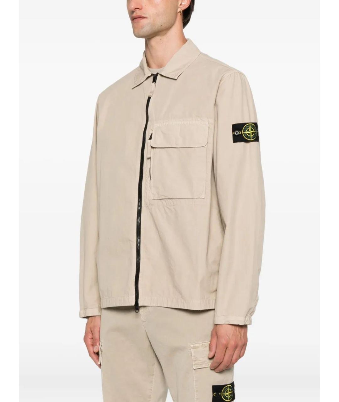 STONE ISLAND Бежевая хлопковая кэжуал рубашка, фото 3