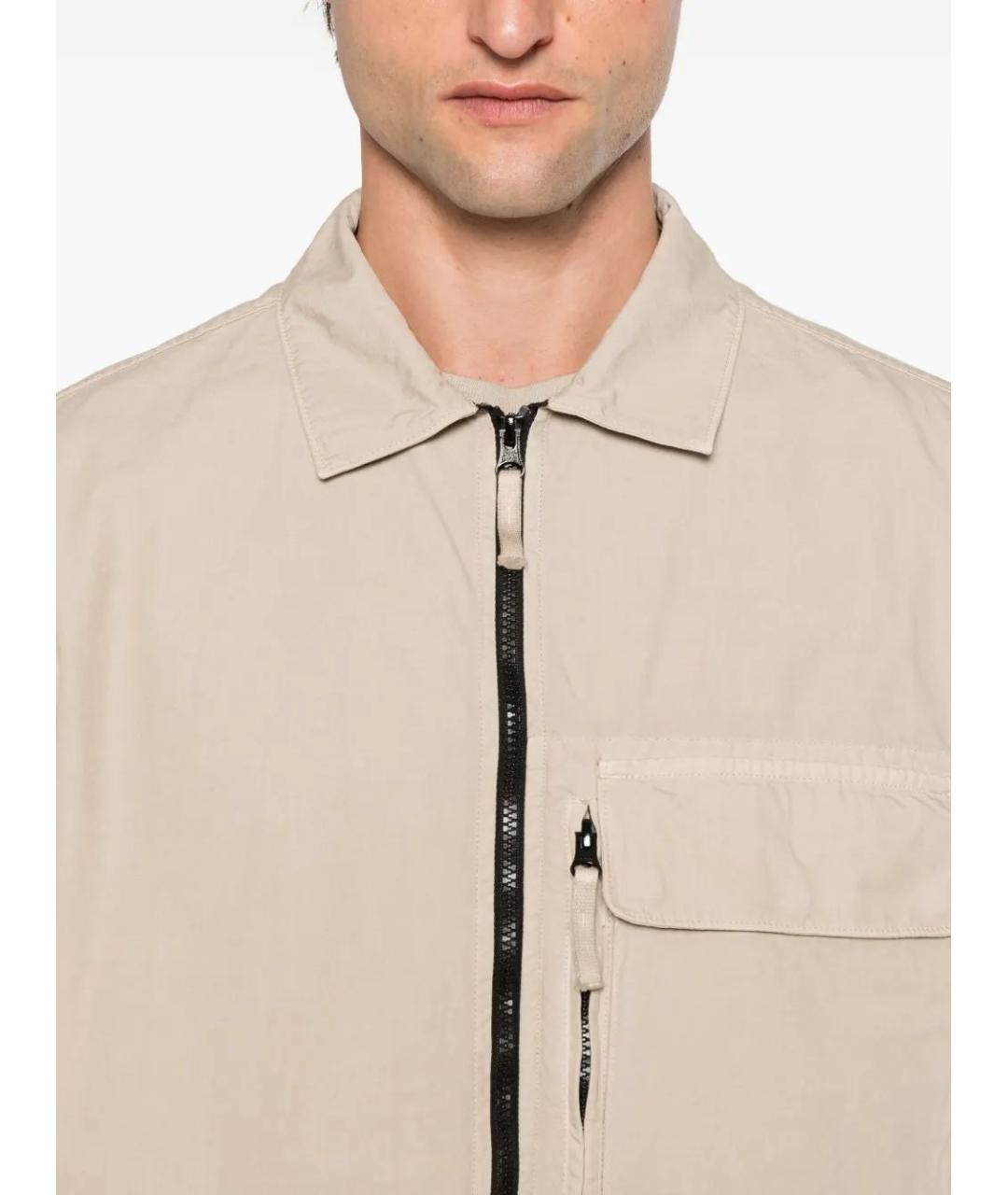 STONE ISLAND Бежевая хлопковая кэжуал рубашка, фото 5