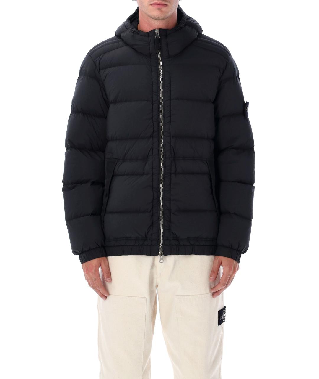 STONE ISLAND Черный полиамидовый пуховик, фото 2