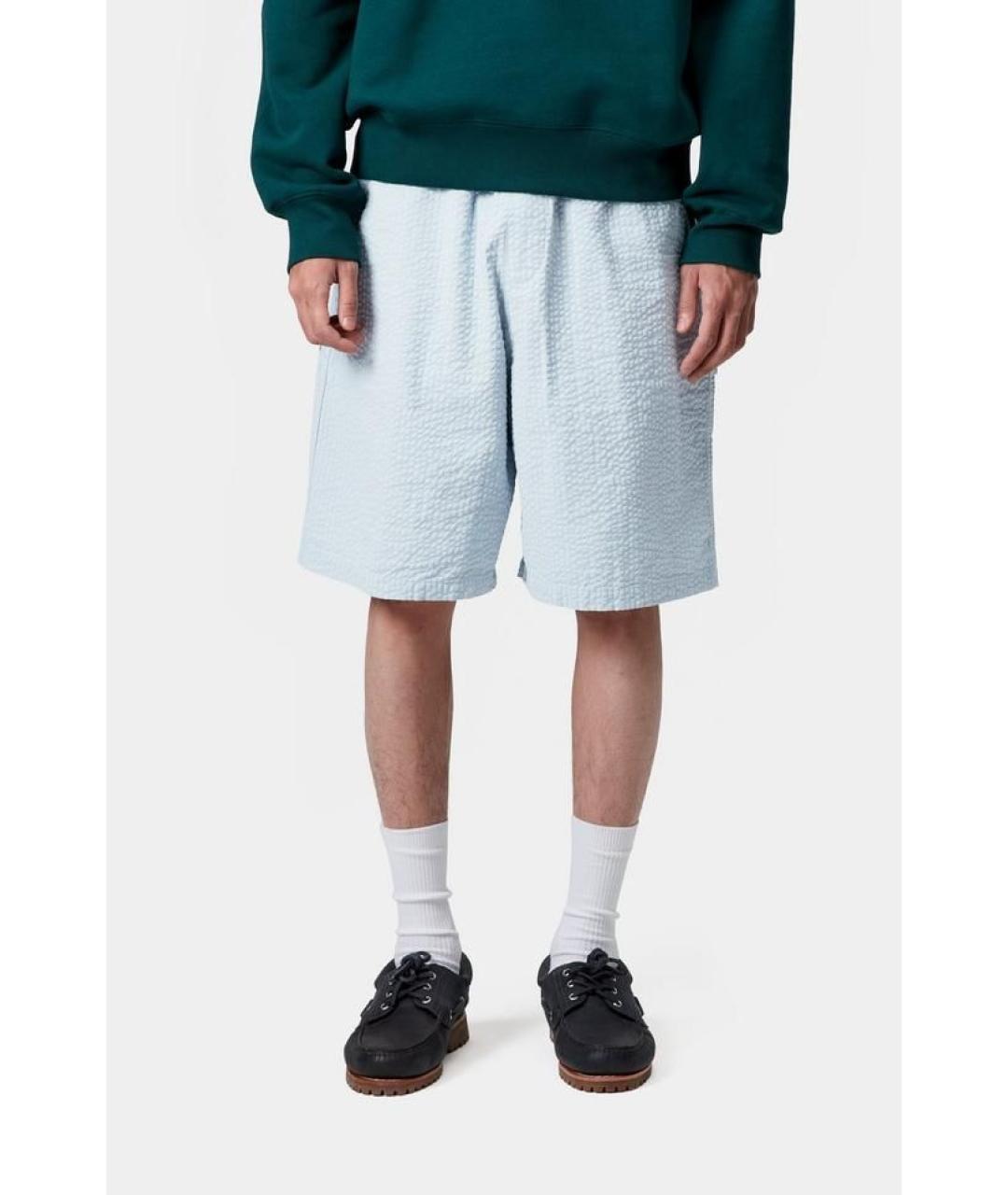 CARHARTT WIP Голубые хлопковые шорты, фото 4