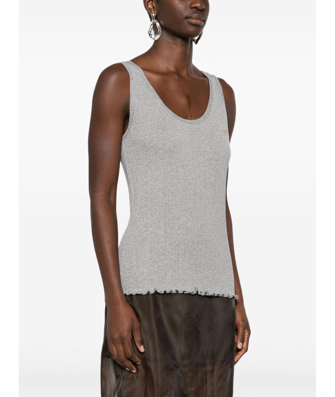 FENDI Серая хлопковая майка, фото 3