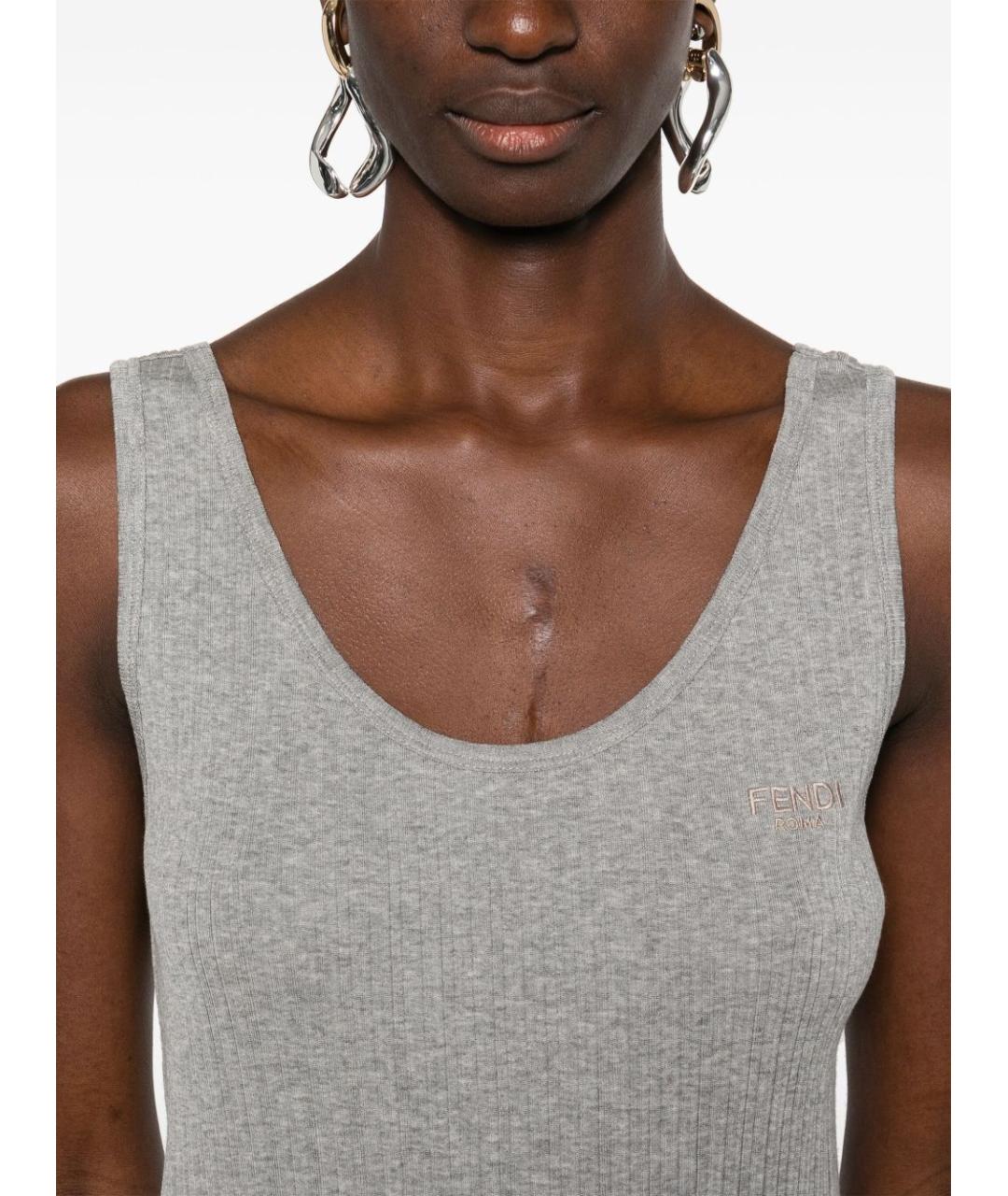 FENDI Серая хлопковая майка, фото 2