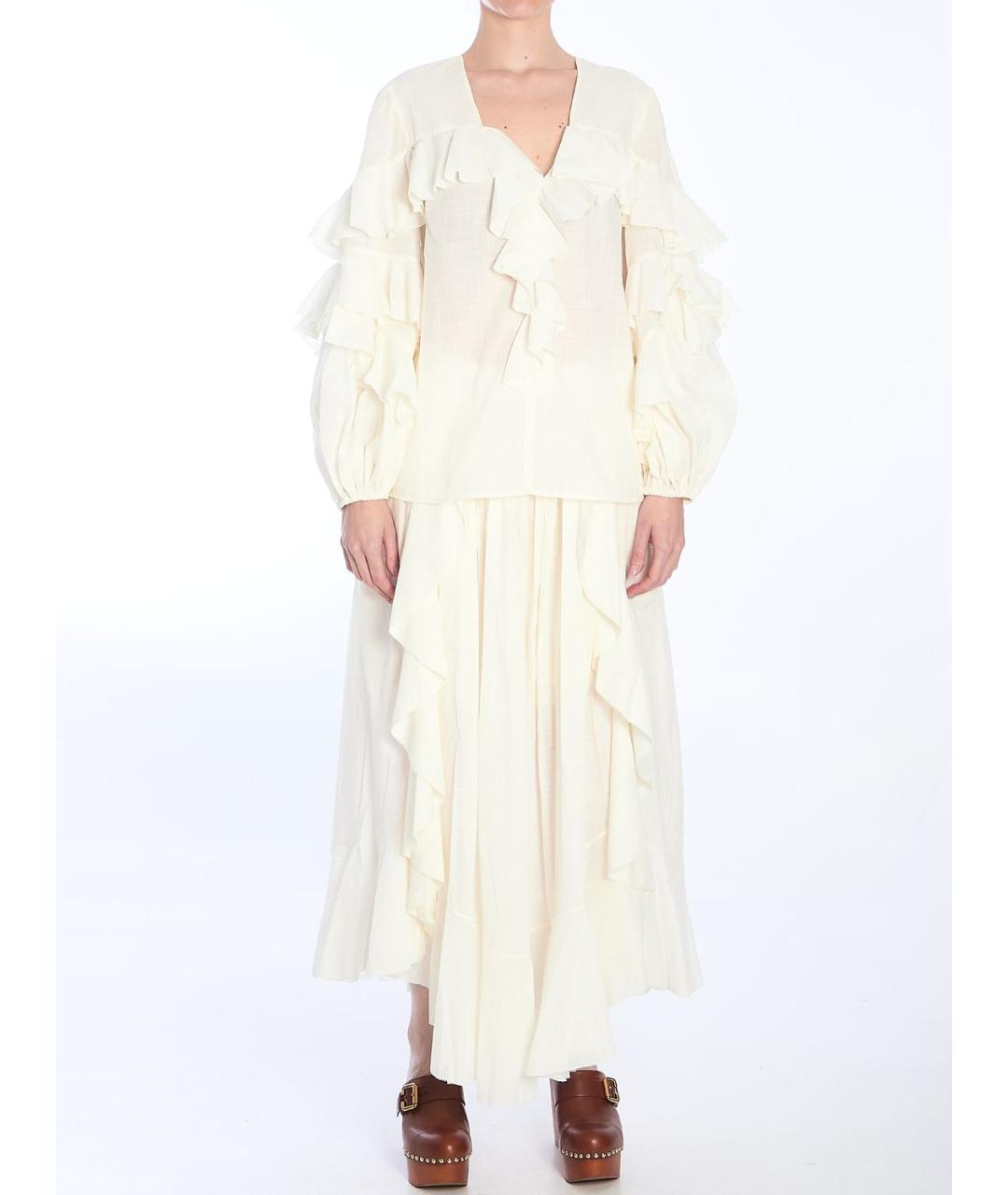 ZIMMERMANN Белая хлопковая юбка миди, фото 5