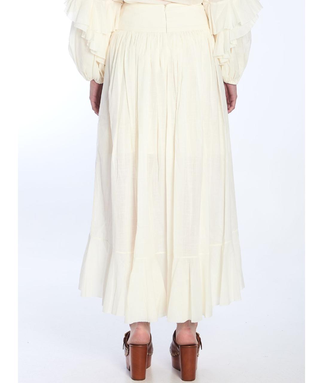 ZIMMERMANN Белая хлопковая юбка миди, фото 4