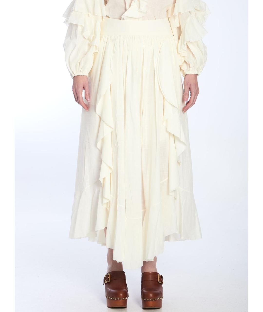 ZIMMERMANN Белая хлопковая юбка миди, фото 6