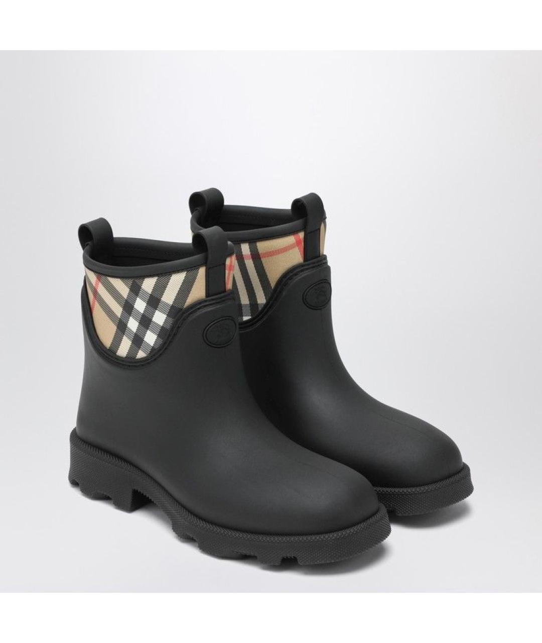 BURBERRY Черные резиновые высокие ботинки, фото 2