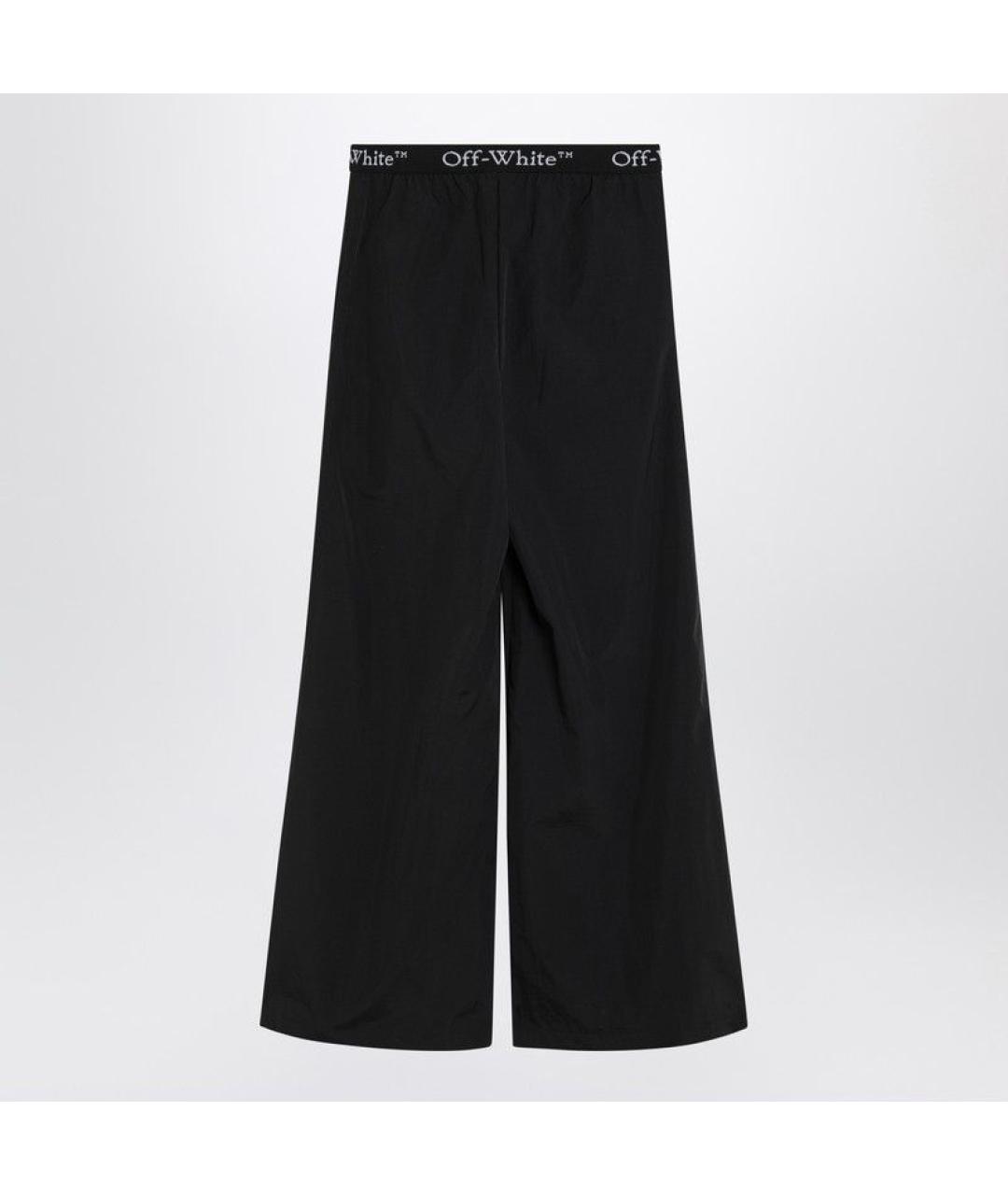OFF-WHITE Черные полиэстеровые прямые брюки, фото 2