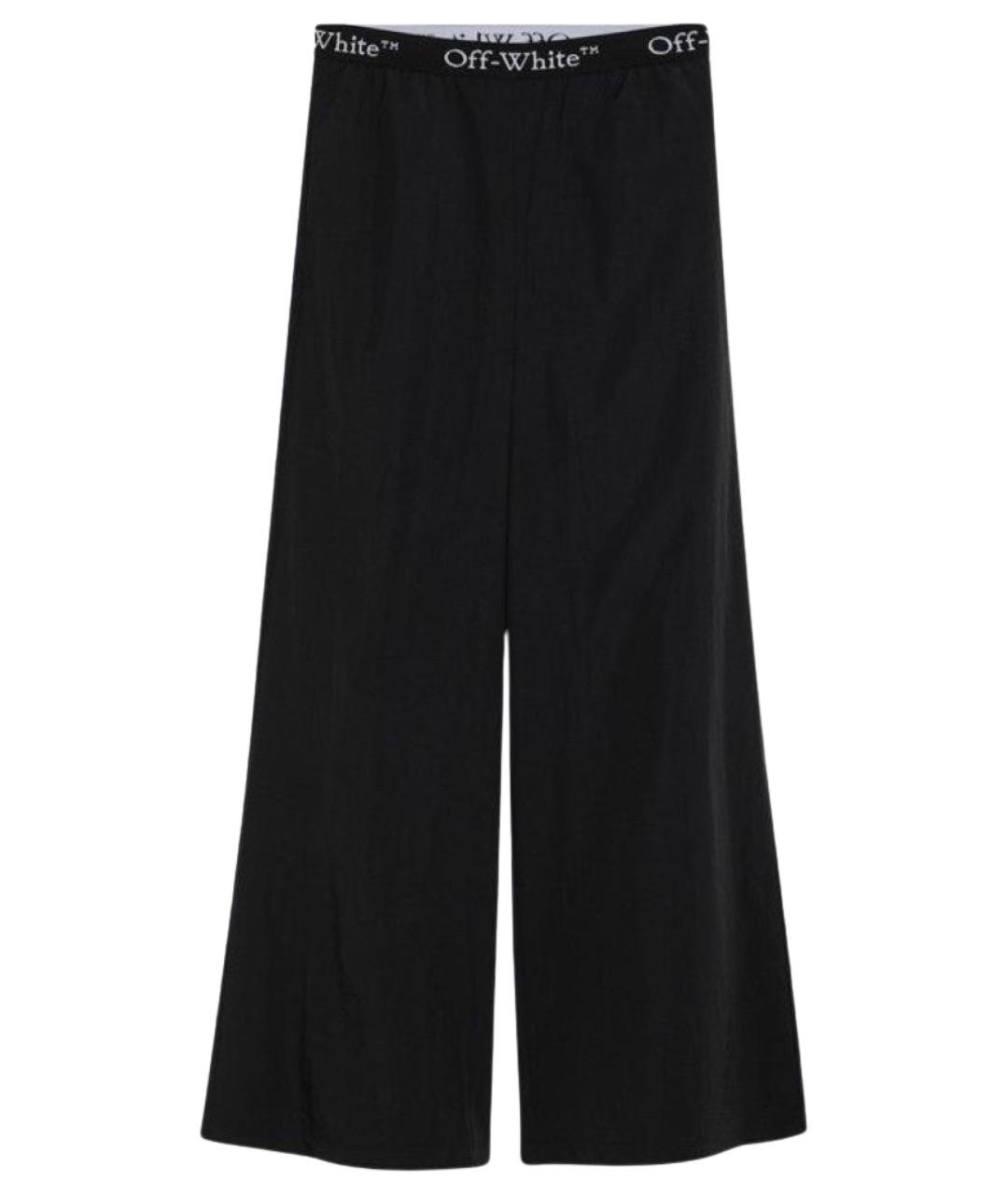 OFF-WHITE Черные полиэстеровые прямые брюки, фото 1