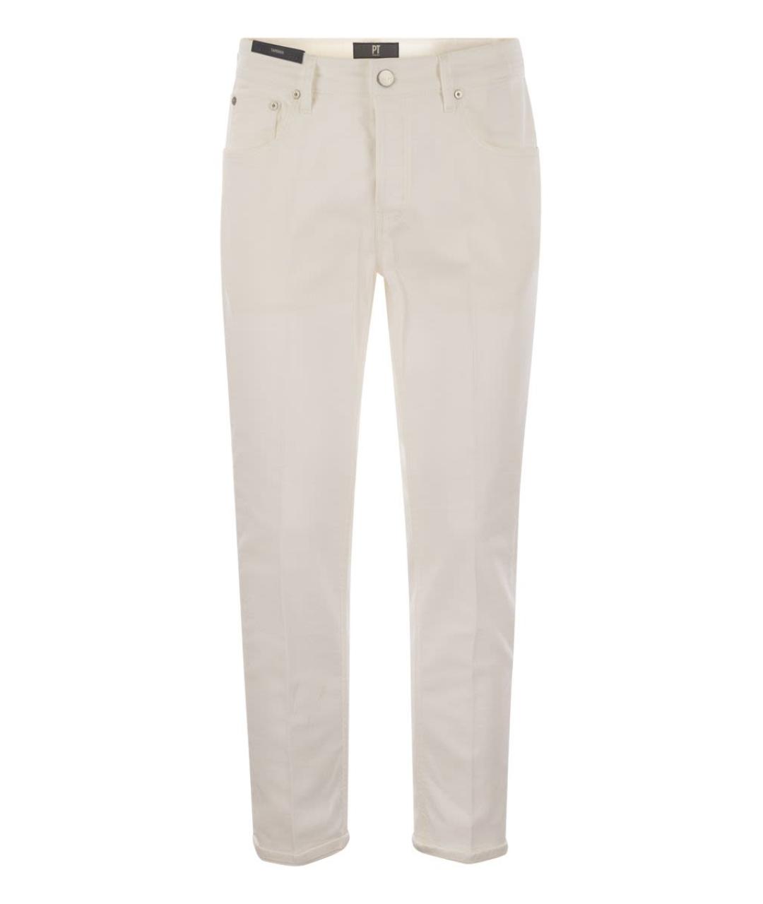 PT TORINO Белые хлопковые повседневные брюки, фото 1