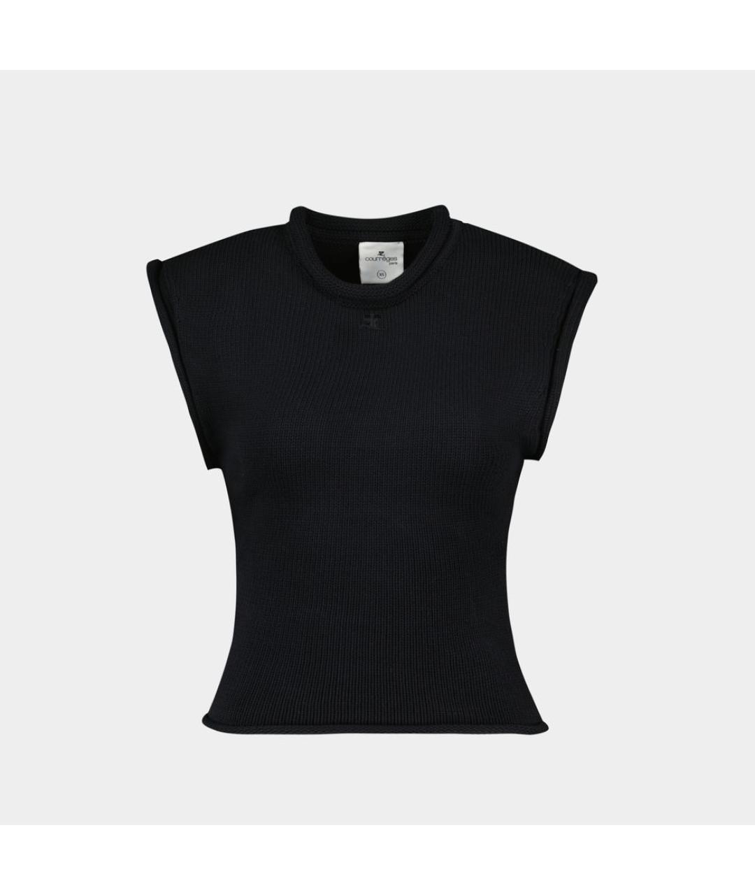 COURREGES Черная хлопковая футболка, фото 3