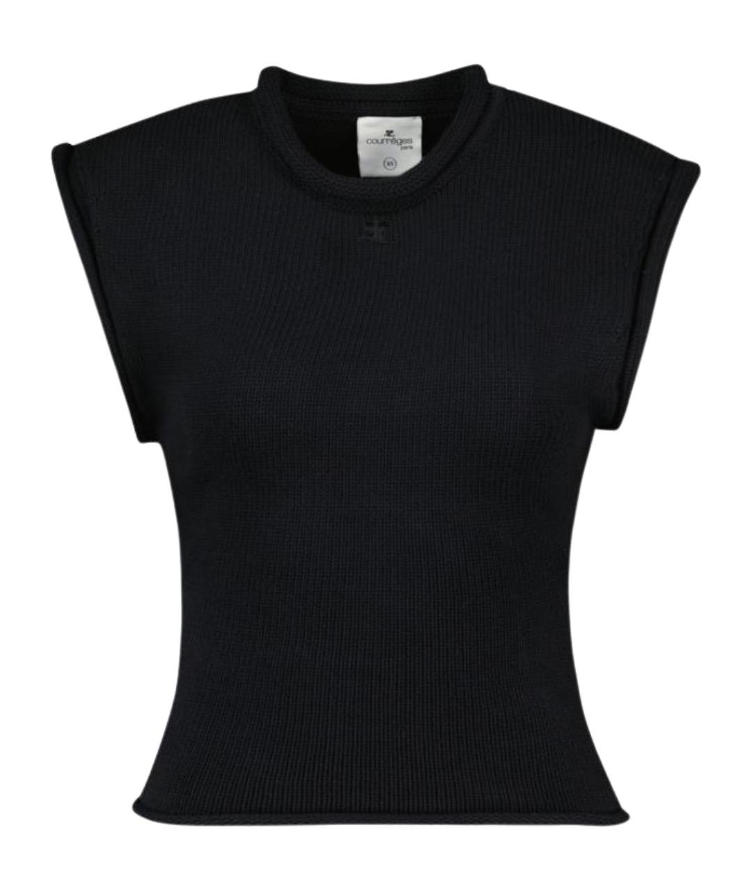 COURREGES Черная хлопковая футболка, фото 1