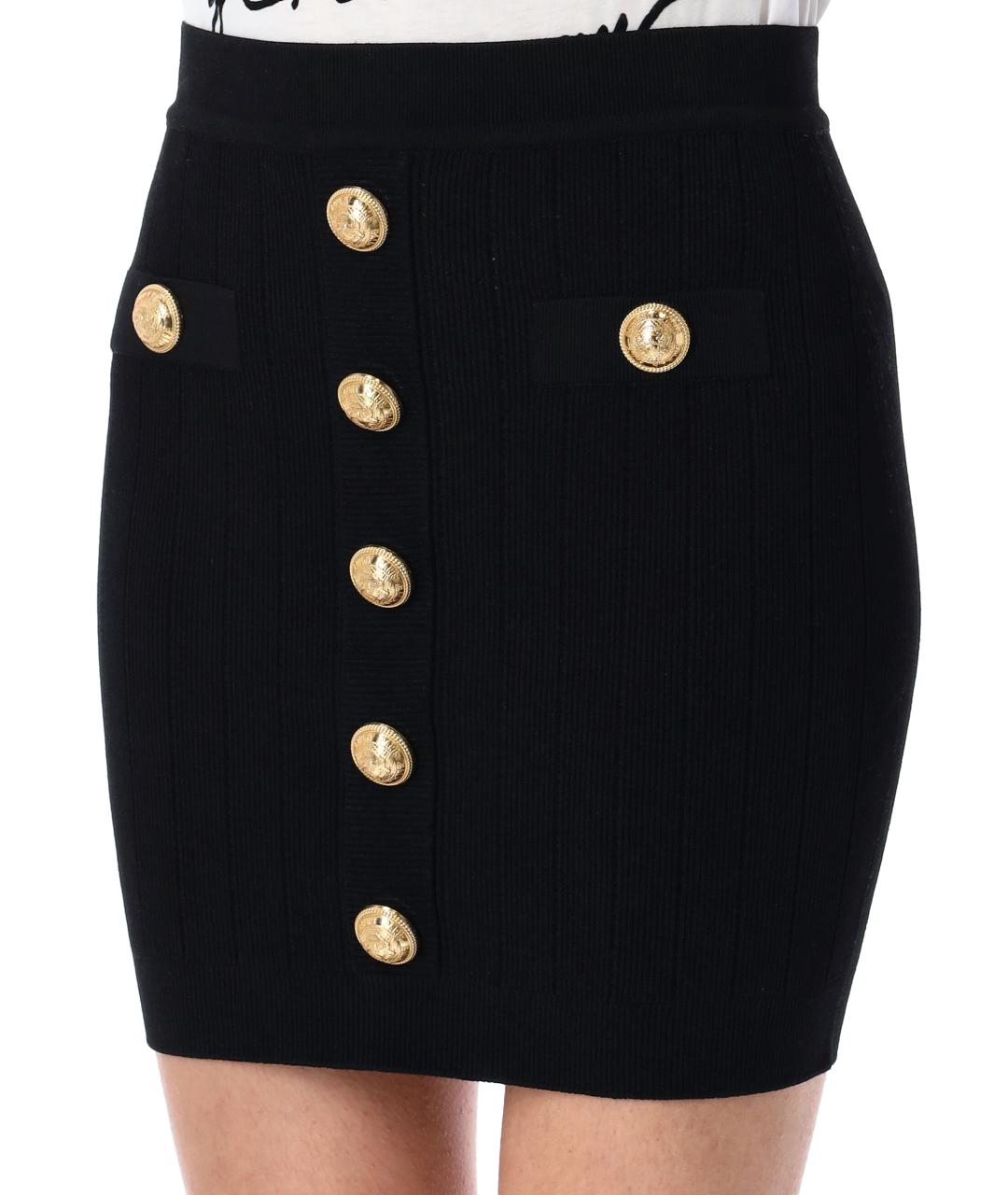 BALMAIN Черная вискозная юбка мини, фото 3