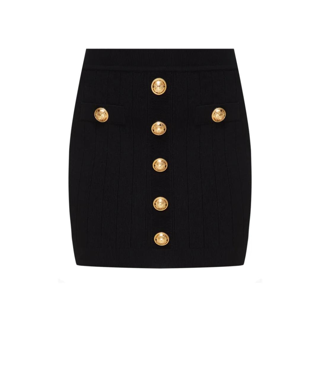 BALMAIN Черная вискозная юбка мини, фото 1
