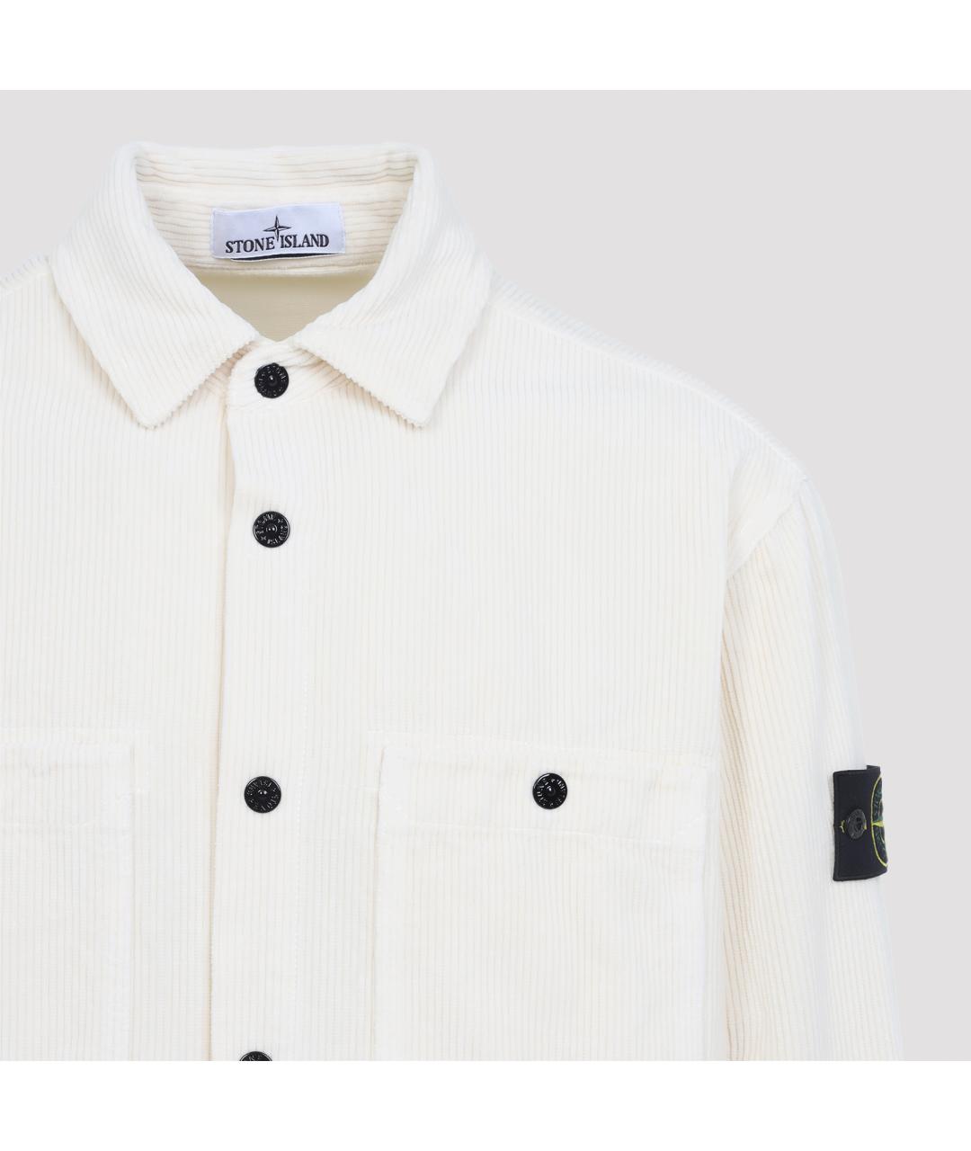 STONE ISLAND Белая хлопковая кэжуал рубашка, фото 4