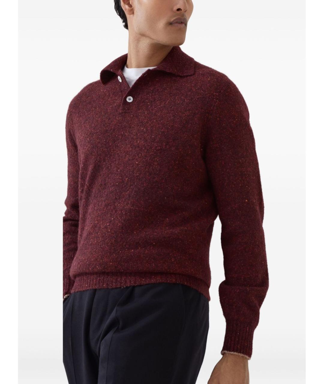 BRUNELLO CUCINELLI Бордовый шерстяной джемпер / свитер, фото 4