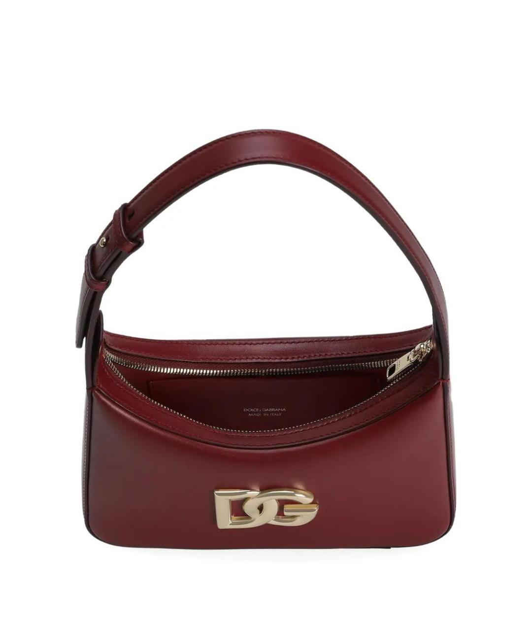 DOLCE&GABBANA Бордовая кожаная сумка через плечо, фото 5