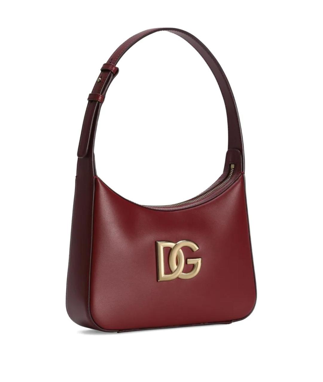 DOLCE&GABBANA Бордовая кожаная сумка через плечо, фото 4