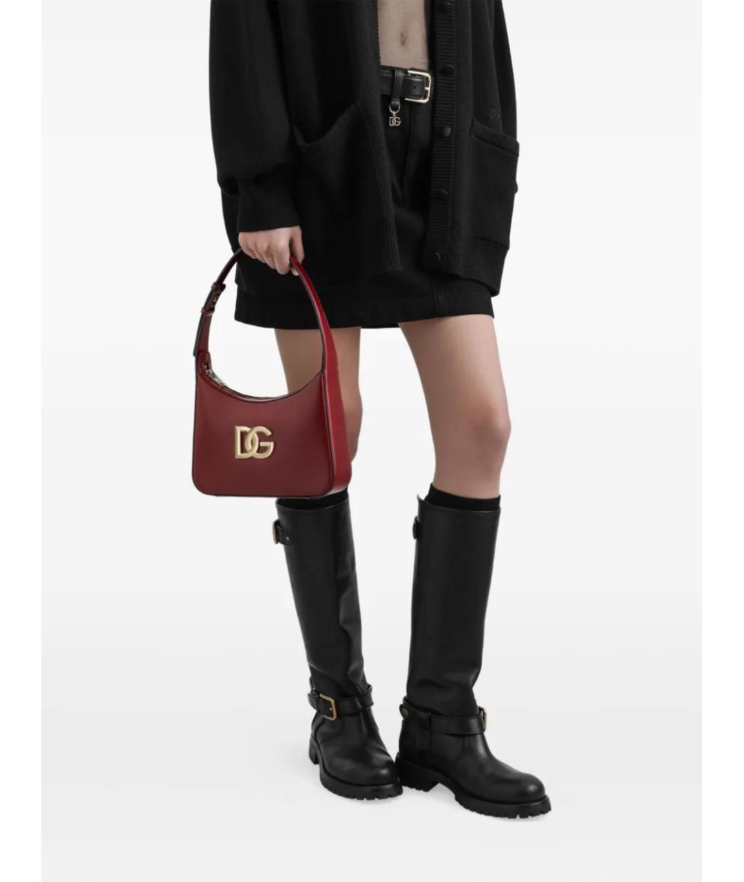 DOLCE&GABBANA Бордовая кожаная сумка через плечо, фото 2