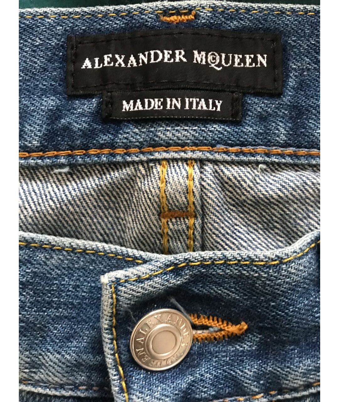 ALEXANDER MCQUEEN Синие хлопковые прямые джинсы, фото 3