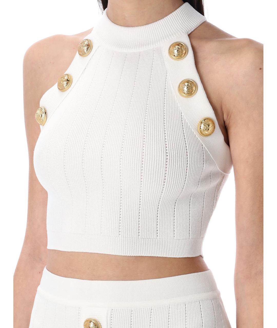 BALMAIN Белая вискозная майка, фото 4