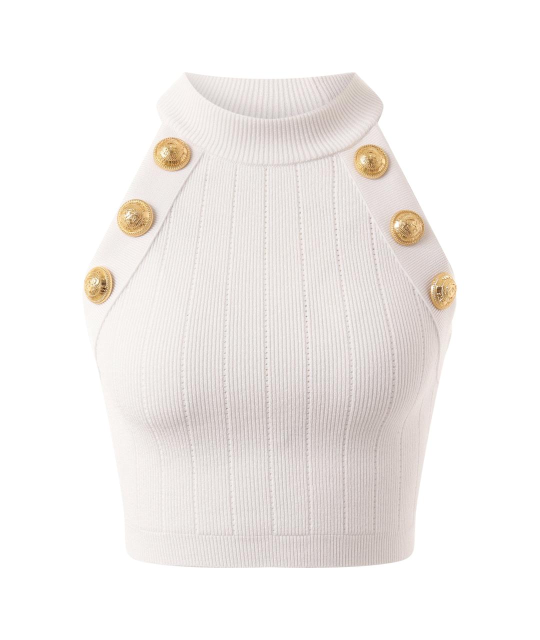 BALMAIN Белая вискозная майка, фото 1