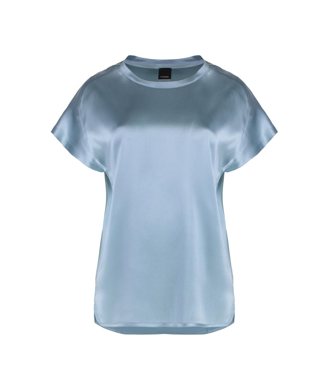 PINKO Голубая шелковая футболка, фото 1