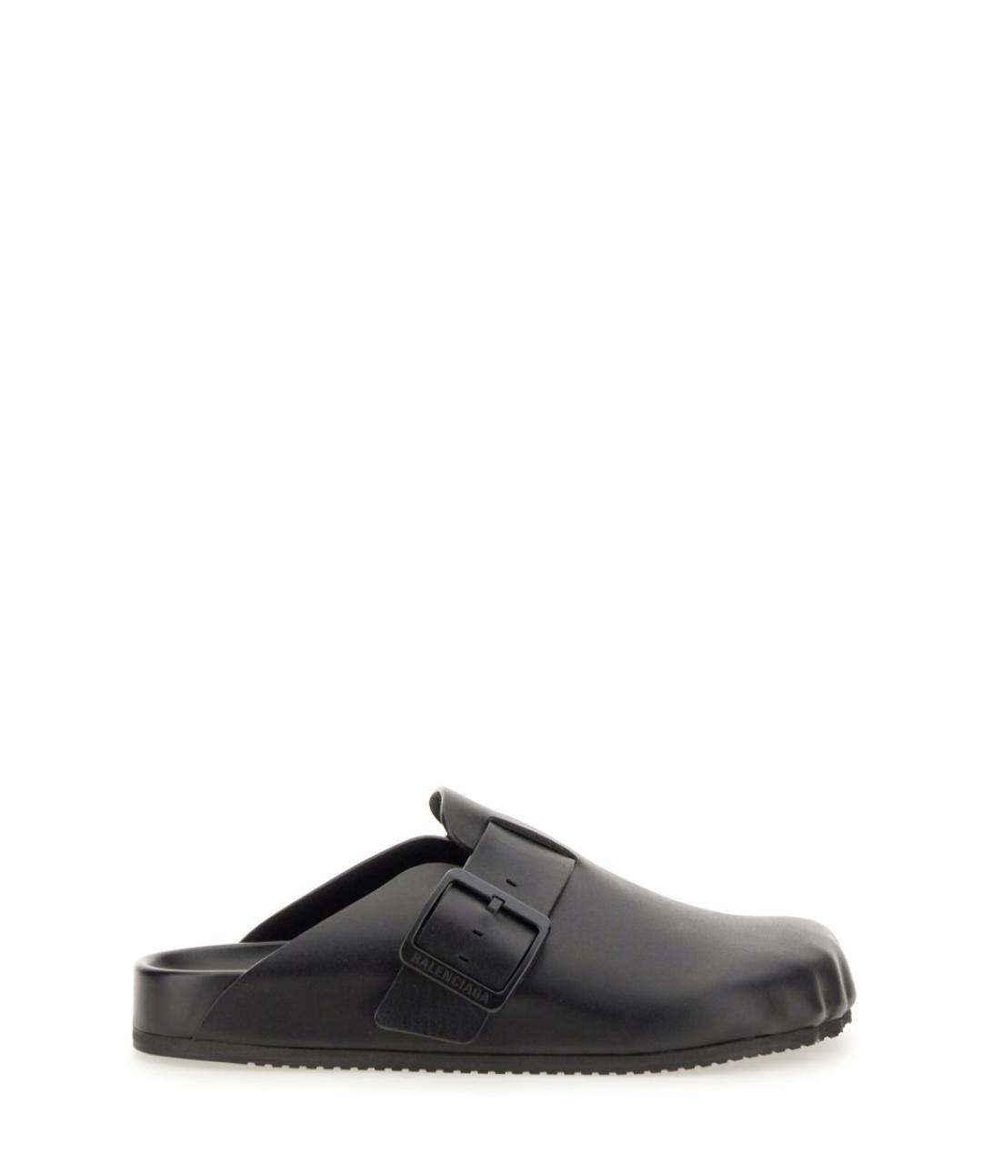 BALENCIAGA Черные кожаные мюли, фото 1