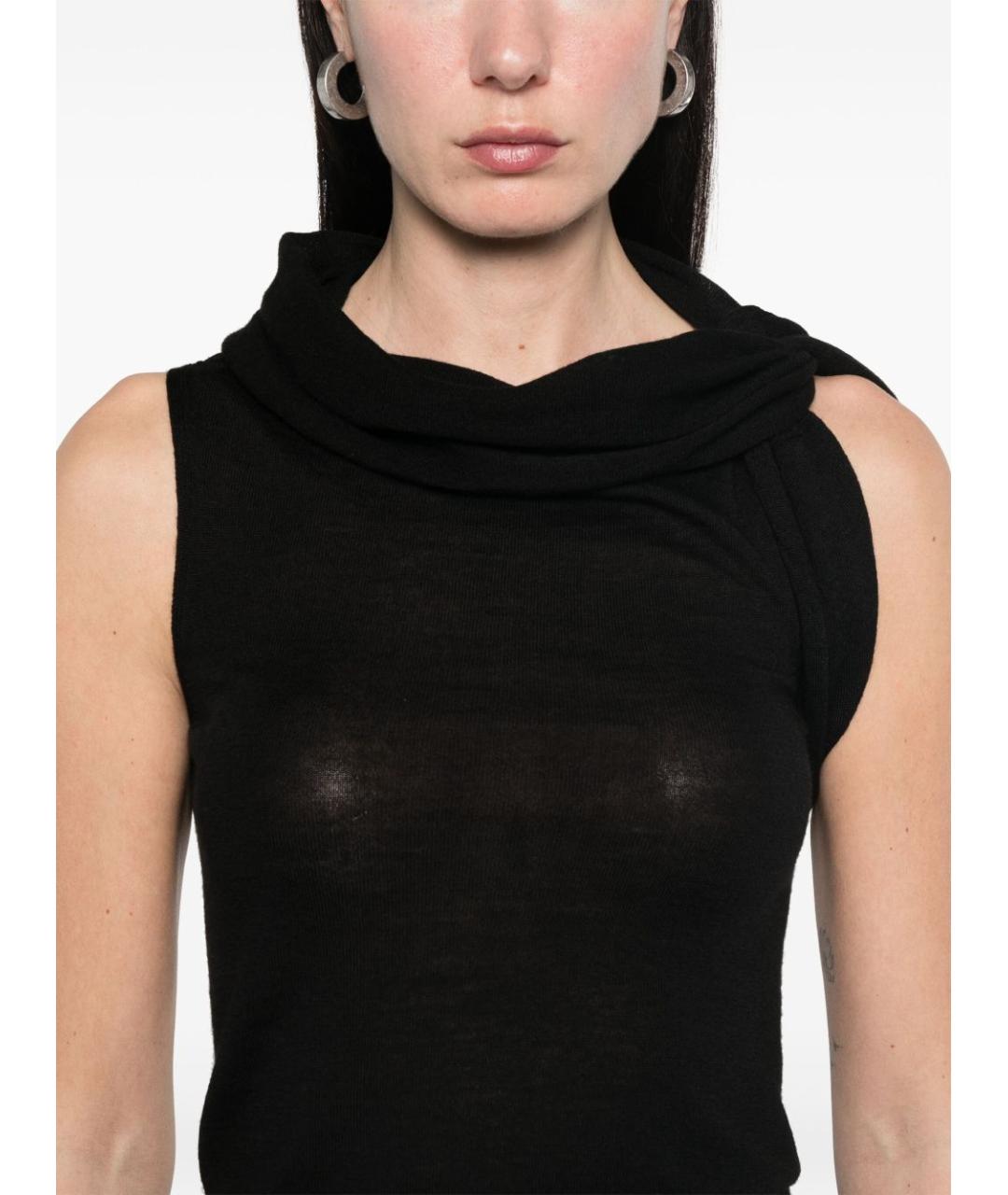 RICK OWENS Черная шерстяная майка, фото 3