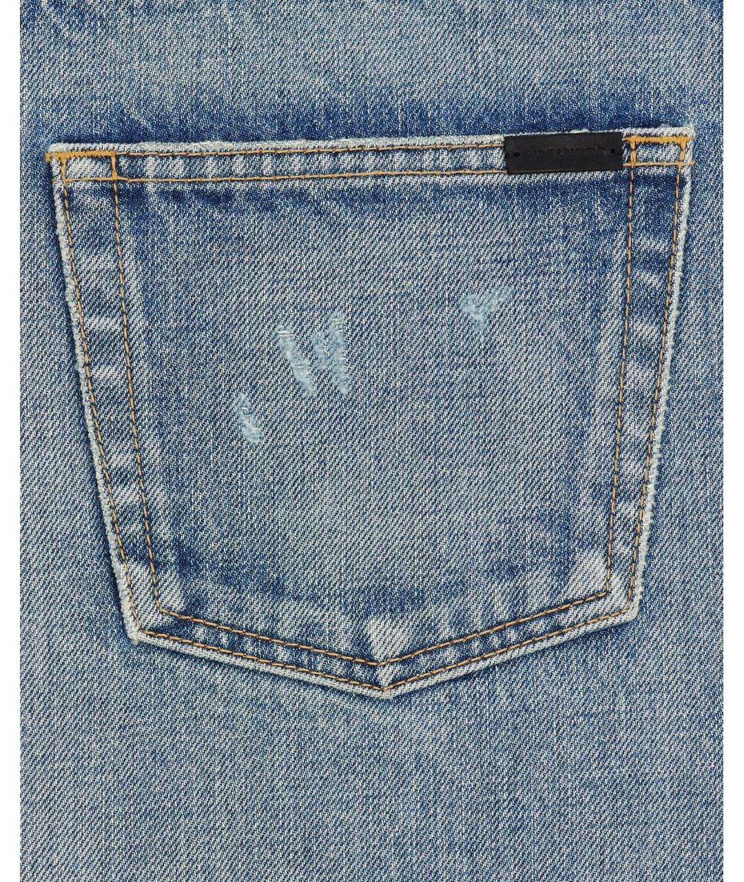 SAINT LAURENT Голубые хлопковые прямые джинсы, фото 4