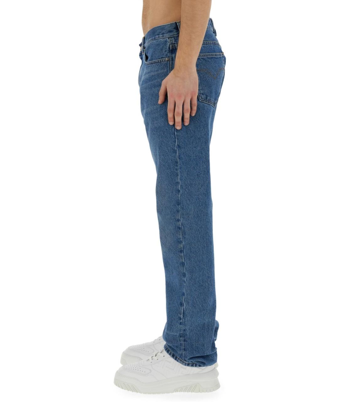 VERSACE Синие хлопковые повседневные брюки, фото 4