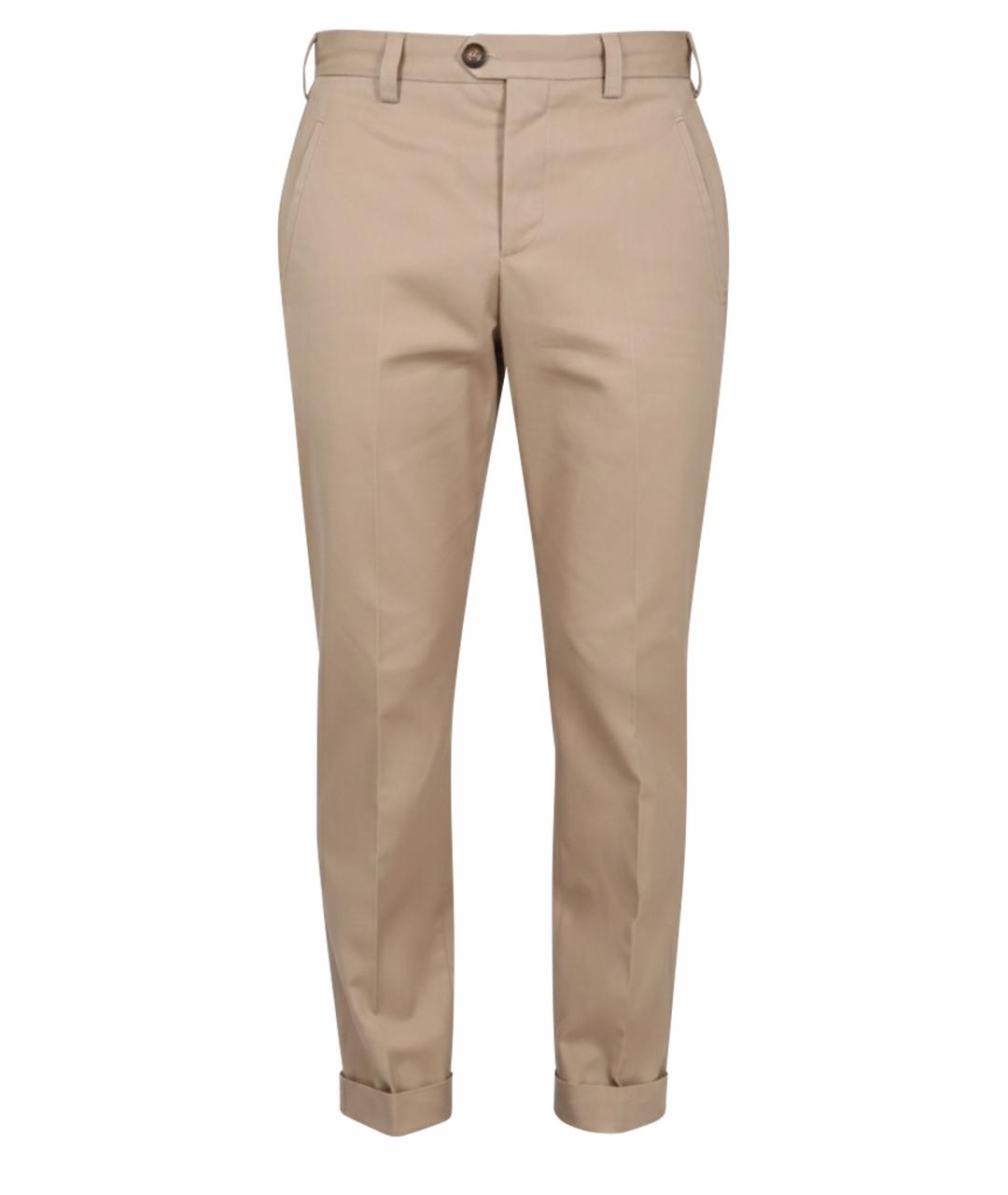 PT TORINO Бежевые хлопковые повседневные брюки, фото 1