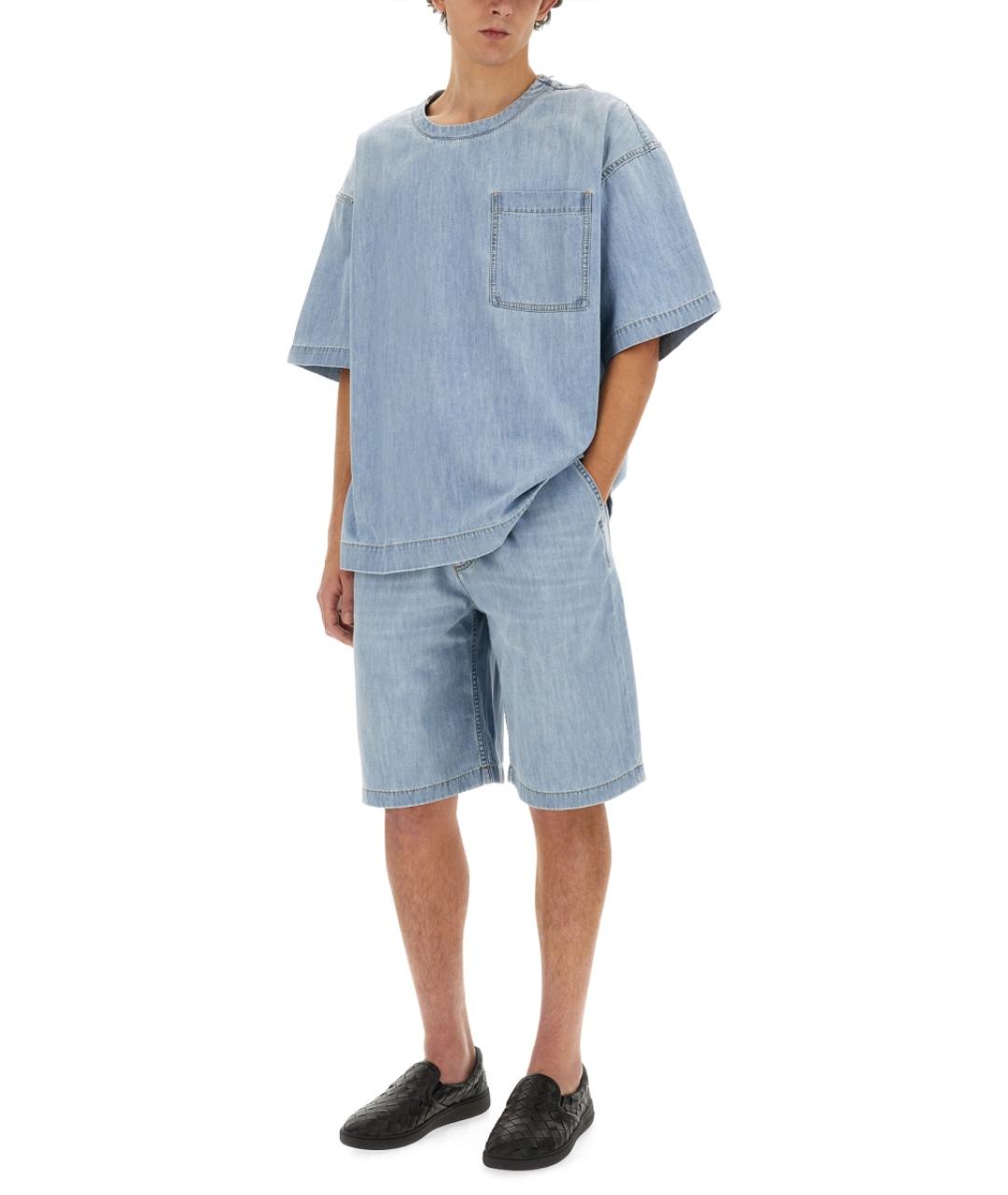 BOTTEGA VENETA Синие хлопковые шорты, фото 2