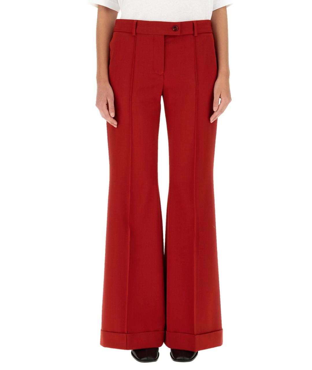 ACNE STUDIOS Красные шерстяные прямые брюки, фото 2