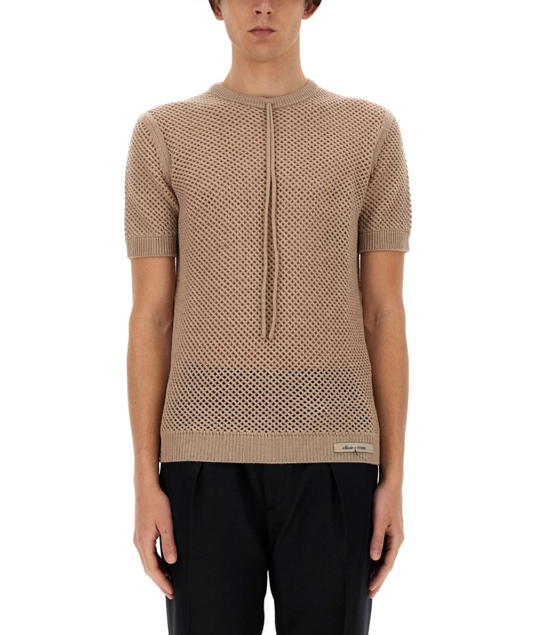 FENDI Бежевый шерстяной джемпер / свитер, фото 2