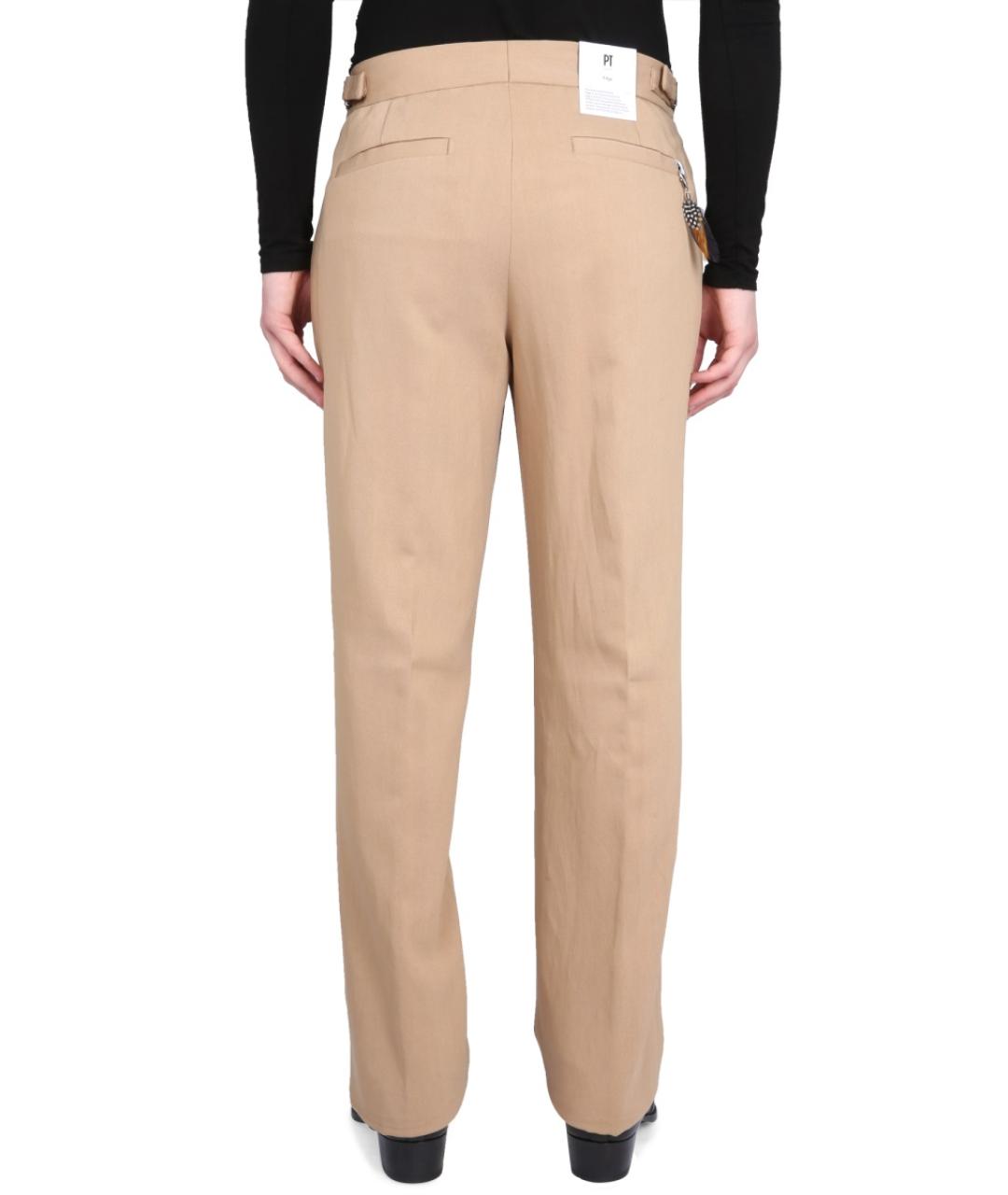 PT TORINO Бежевые вискозные повседневные брюки, фото 4