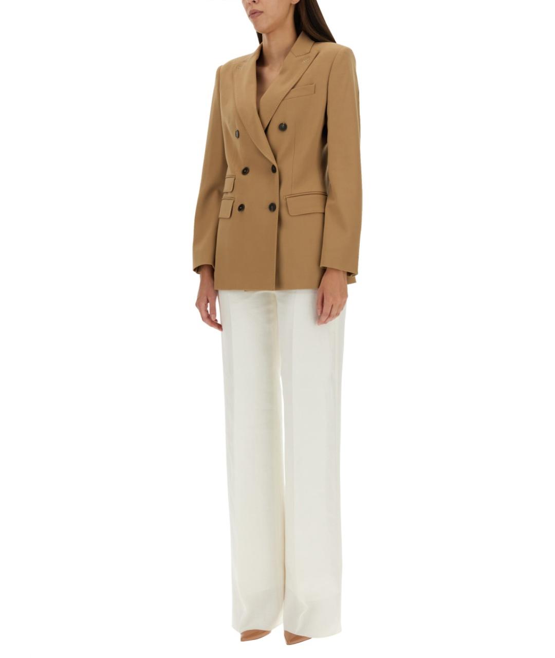 MAX MARA Бежевый шерстяной жакет/пиджак, фото 2