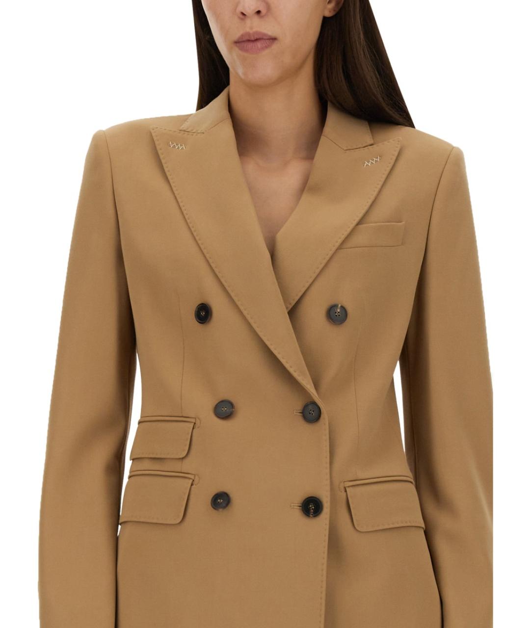 MAX MARA Бежевый шерстяной жакет/пиджак, фото 4