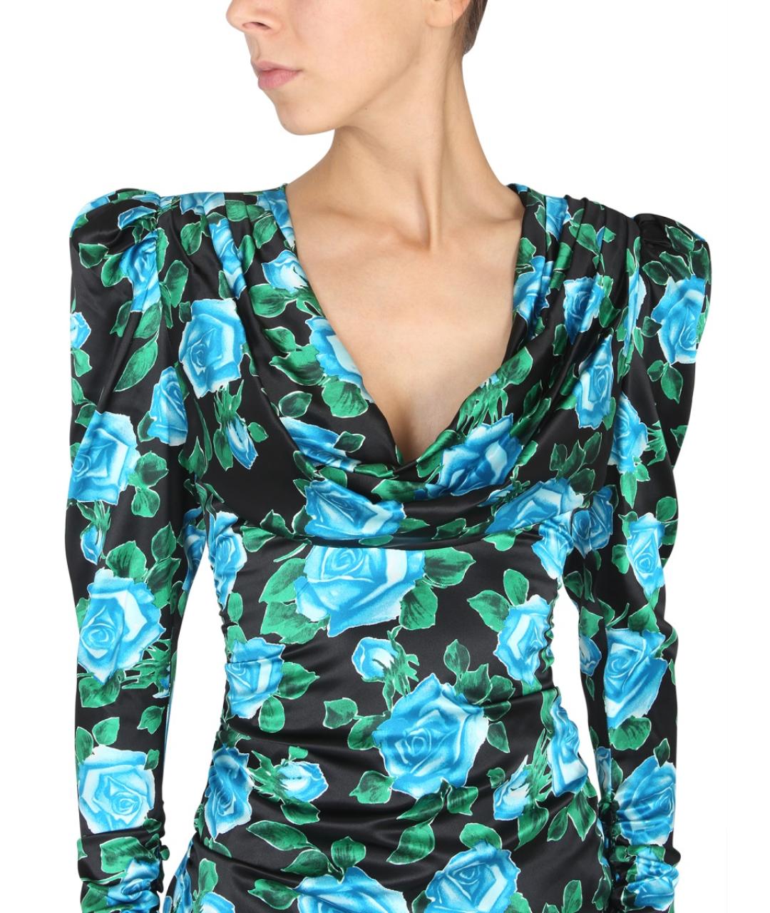 ALESSANDRA RICH Мульти атласное коктейльное платье, фото 5