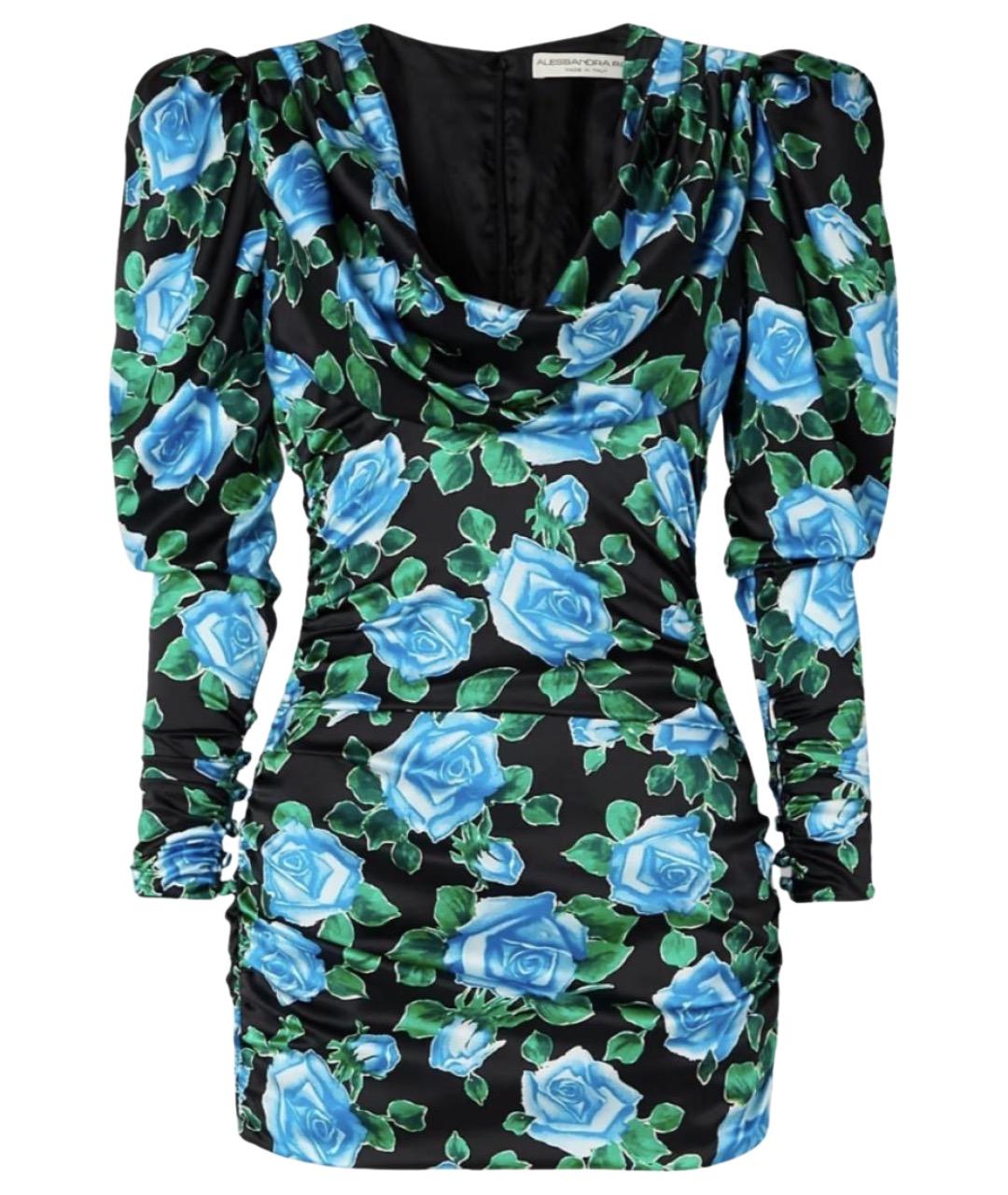 ALESSANDRA RICH Мульти атласное коктейльное платье, фото 1