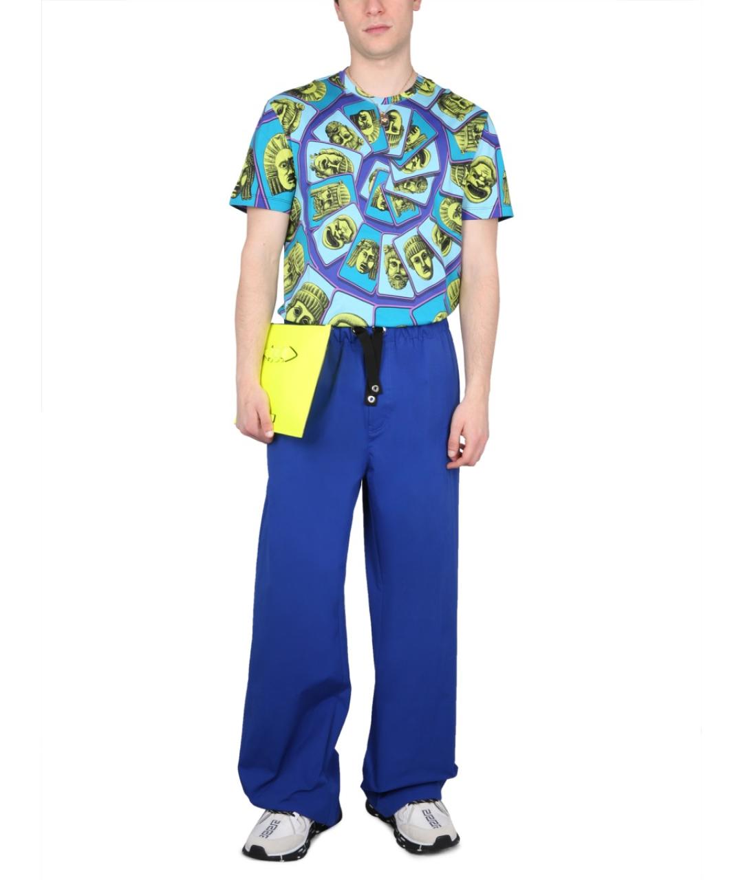 VERSACE Синие хлопковые повседневные брюки, фото 3