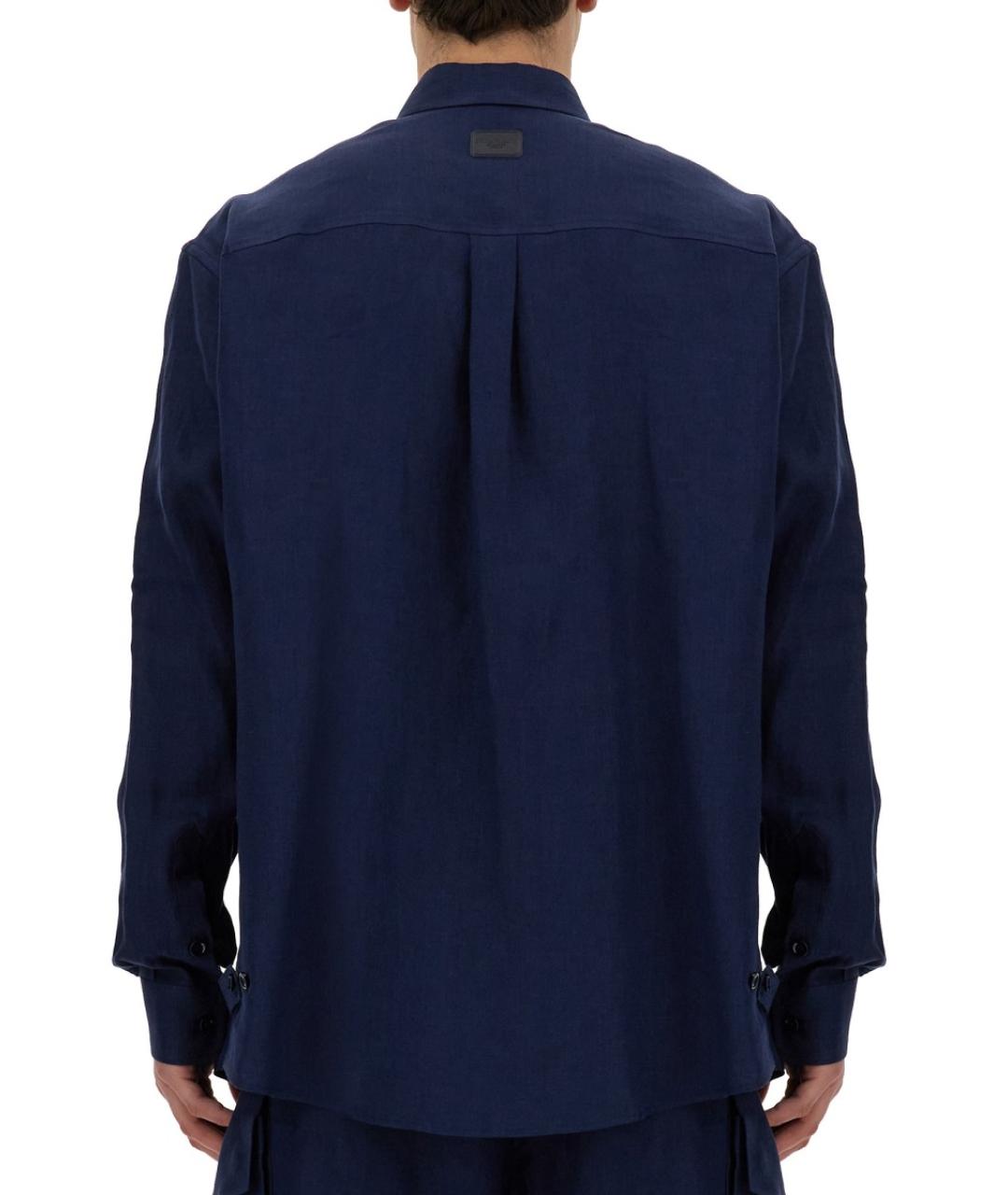 DOLCE&GABBANA Синяя льняная кэжуал рубашка, фото 4