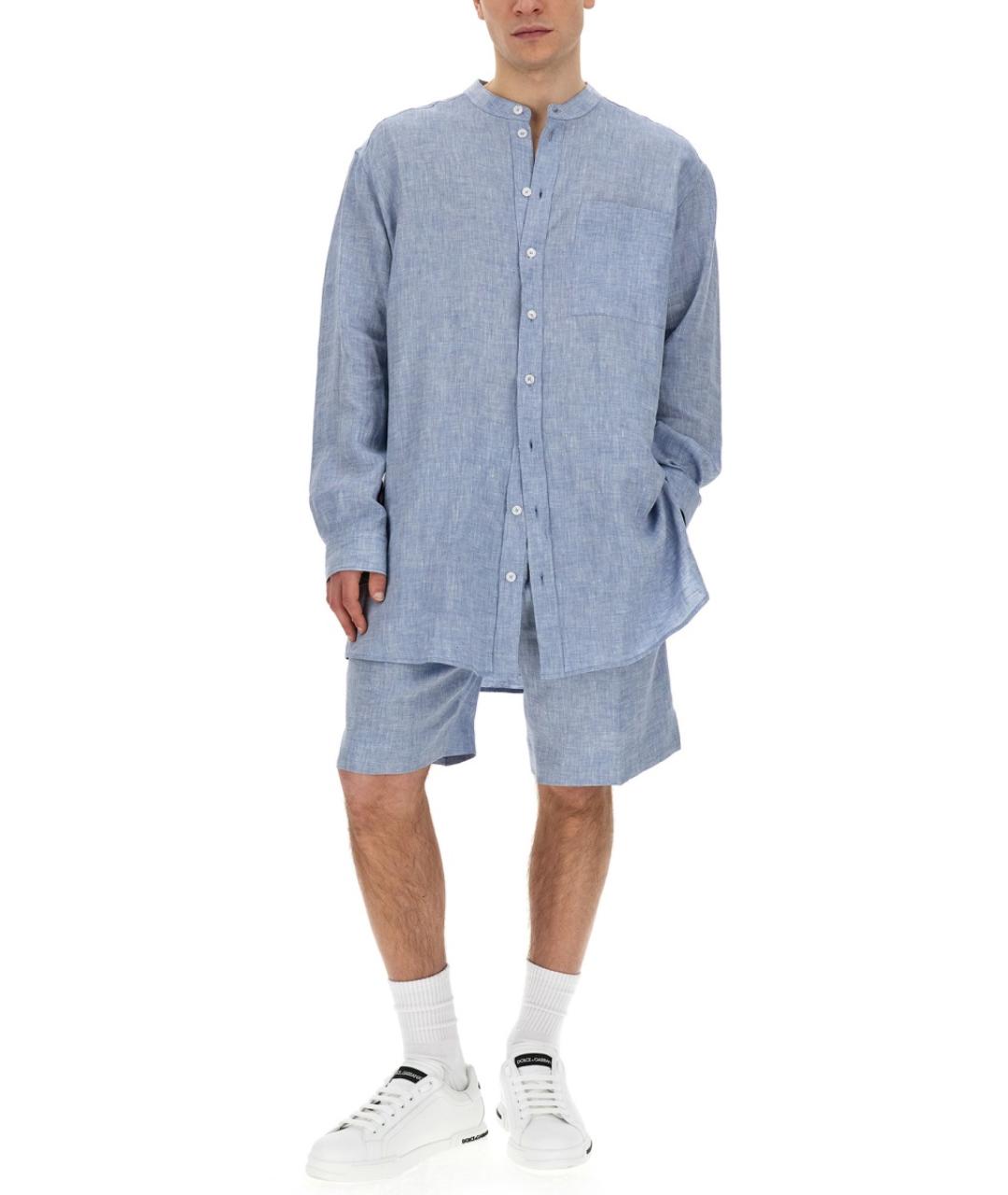 DOLCE&GABBANA Голубые льняные шорты, фото 2