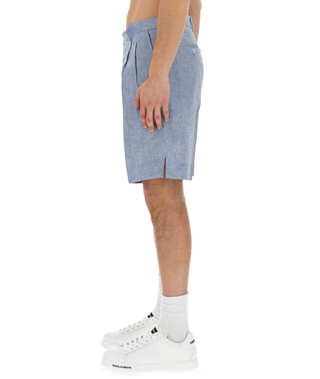 DOLCE&GABBANA Голубые льняные шорты, фото 4