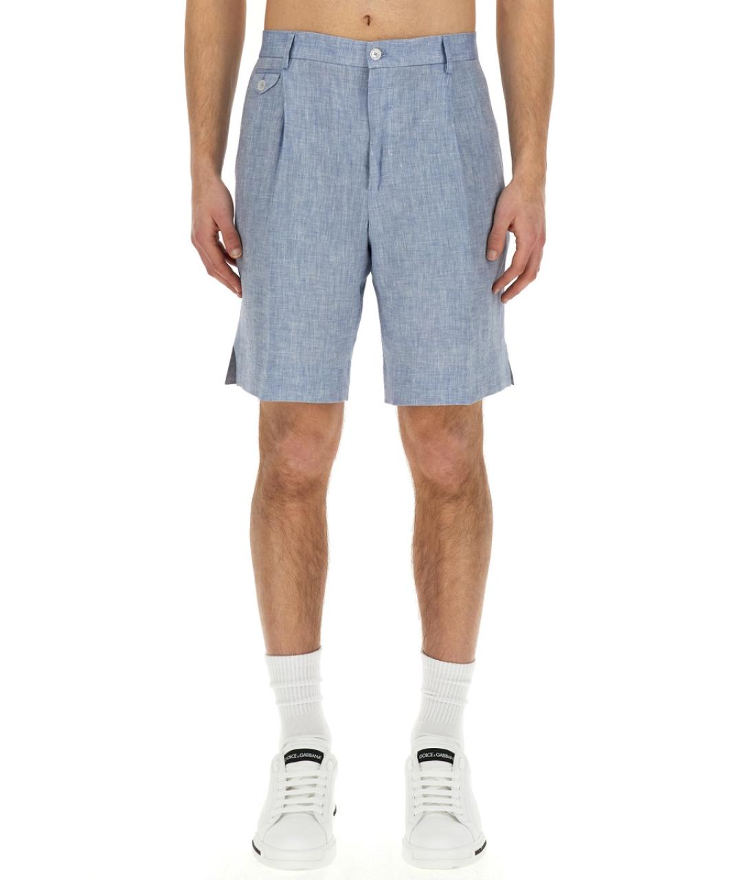DOLCE&GABBANA Голубые льняные шорты, фото 5