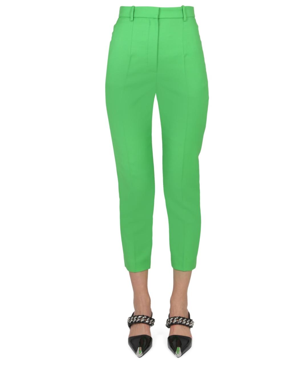 ALEXANDER MCQUEEN Зеленые шерстяные прямые брюки, фото 1