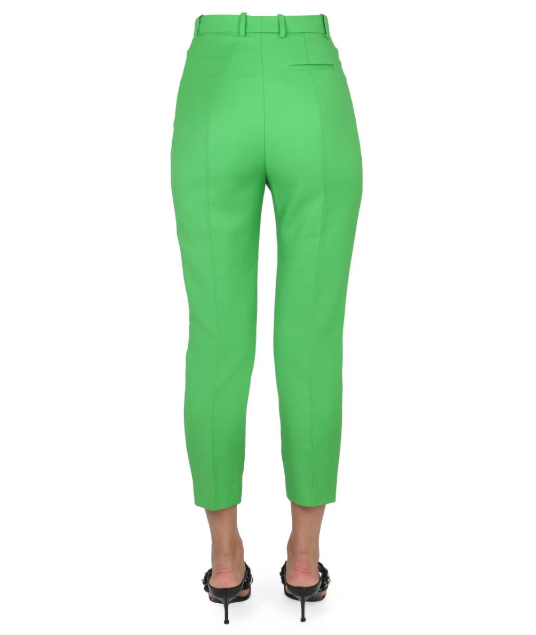 ALEXANDER MCQUEEN Зеленые шерстяные прямые брюки, фото 4