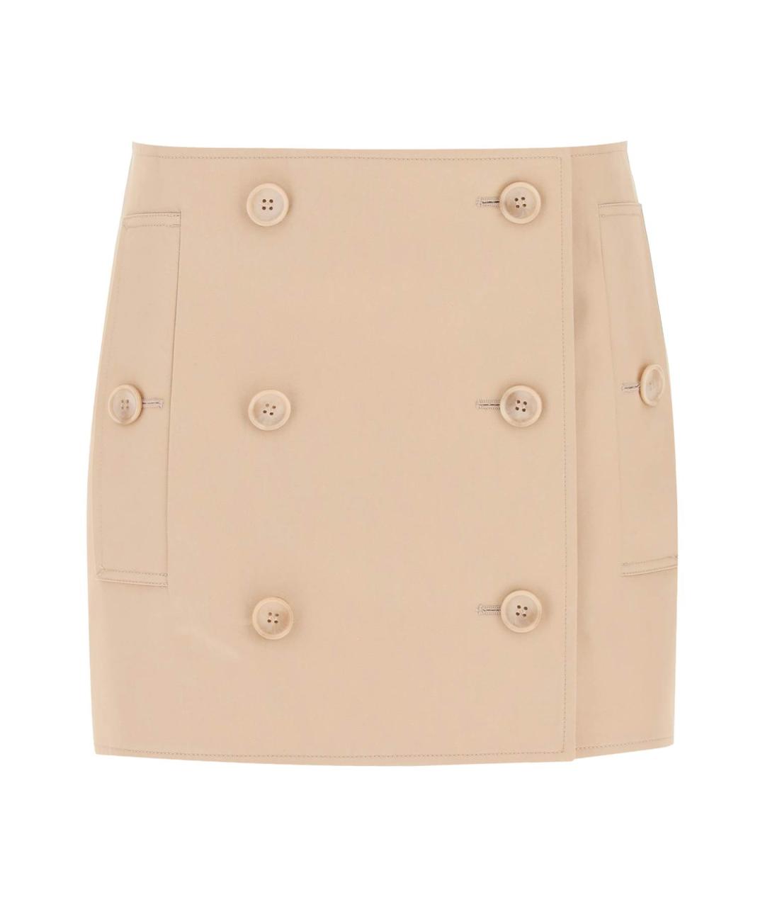 BURBERRY Бежевая хлопковая юбка мини, фото 1