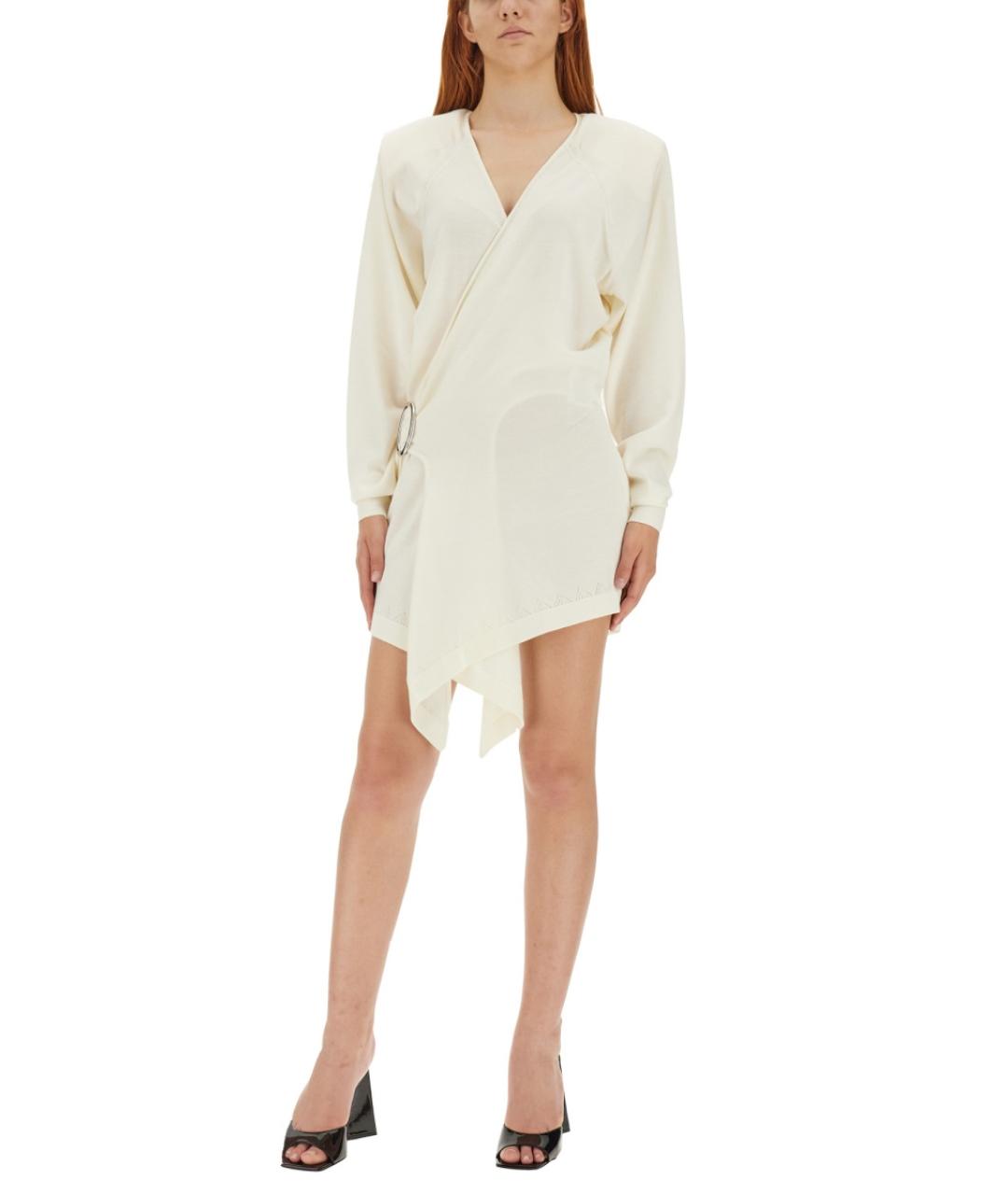 THE ATTICO Белое шерстяное коктейльное платье, фото 3