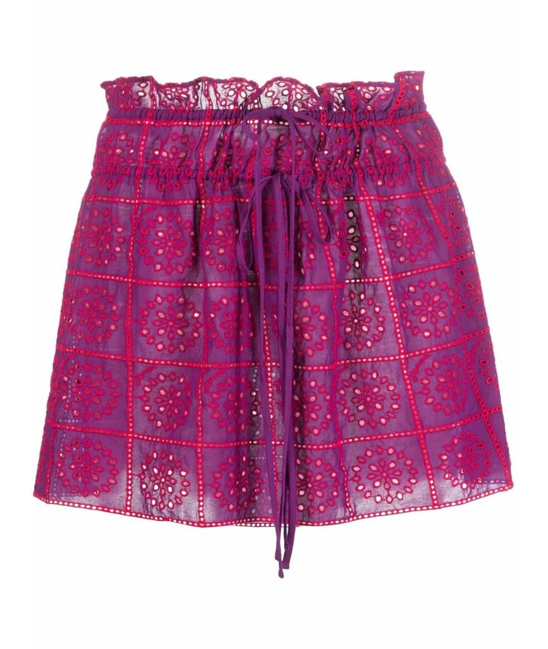 GANNI Фуксия хлопковая юбка мини, фото 1
