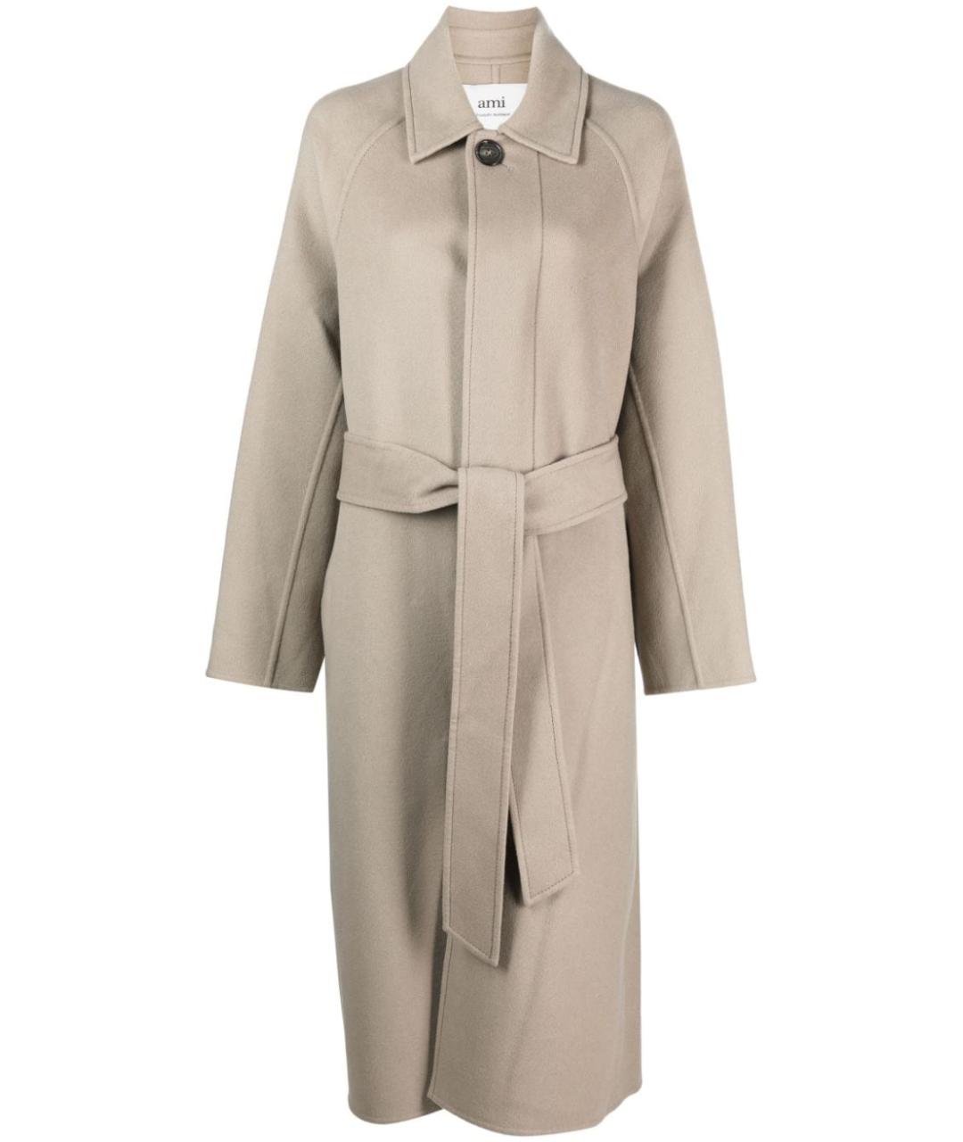 Ami Paris Бежевое шерстяное пальто, фото 1